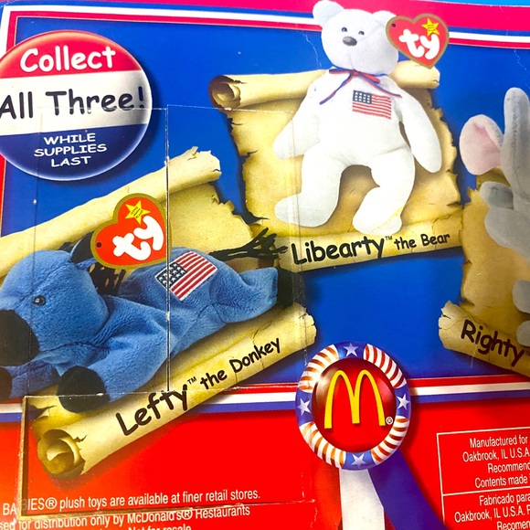 Ty BEANIE BABIES LEFTY THE DONKEY NEW McDONALDS VTG 2000 TOY PLUSH - Picture 3 of 8